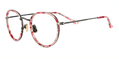 Pink Round Retro Full-rim Acetate Medium Glasses for female from Wherelight