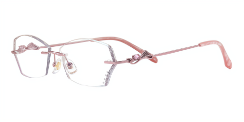 Pink Irregular Gorgeous Unique Rimless Metal Large Glasses for female from Wherelight