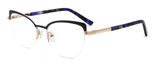 Blue Cat Eye Metal Eyeglasses