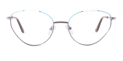 Purple Geometric Unique Full-rim Metal Large Glasses for female from Wherelight
