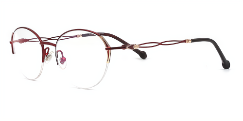 Red Cateye Gorgeous Unique Semi-rimless Metal Medium Glasses for female from Wherelight