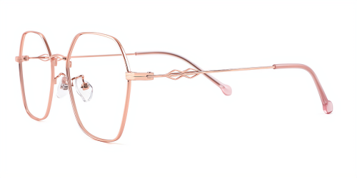 Gold Geometric Unique Full-rim Metal Medium Glasses for female from Wherelight