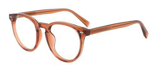 Brown Oval Simple Full-rim Tr90 Medium Glasses for unisex from Wherelight