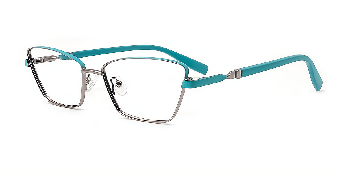Green Cat Eye Metal Eyeglasses