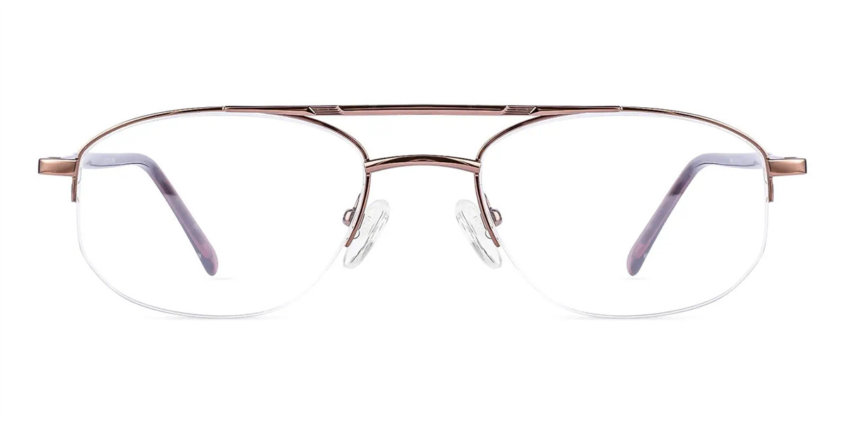 Brown Aviator Metal Eyeglasses