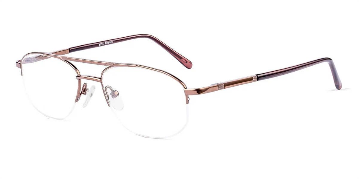 Brown Aviator Metal Eyeglasses