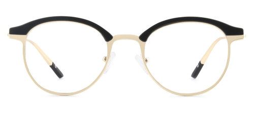 Black Round Simple Full-rim Metal Medium Glasses for female from Wherelight