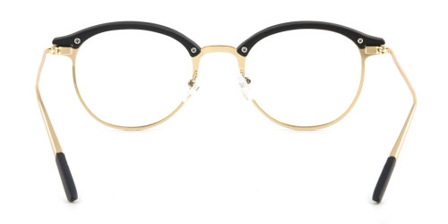 Black Round Simple Full-rim Metal Medium Glasses for female from Wherelight