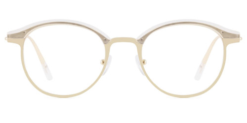 Black Round Simple Full-rim Metal Medium Glasses for female from Wherelight