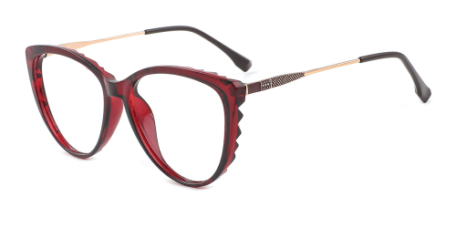 Red Cateye Gorgeous Unique Full-rim Tr90 Medium Glasses for unisex from Wherelight