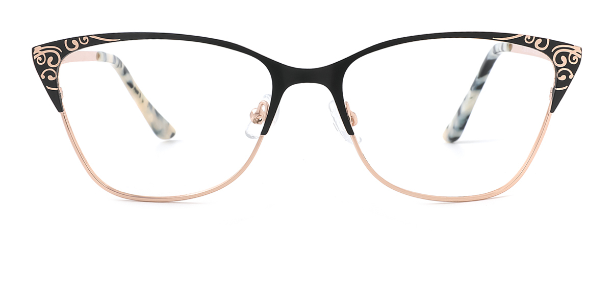 Black Cat Eye Metal Eyeglasses