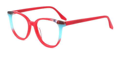 Red Cateye Rectangle Round Gorgeous Retro Unique Full-rim Acetate Medium Glasses for unisex from Wherelight