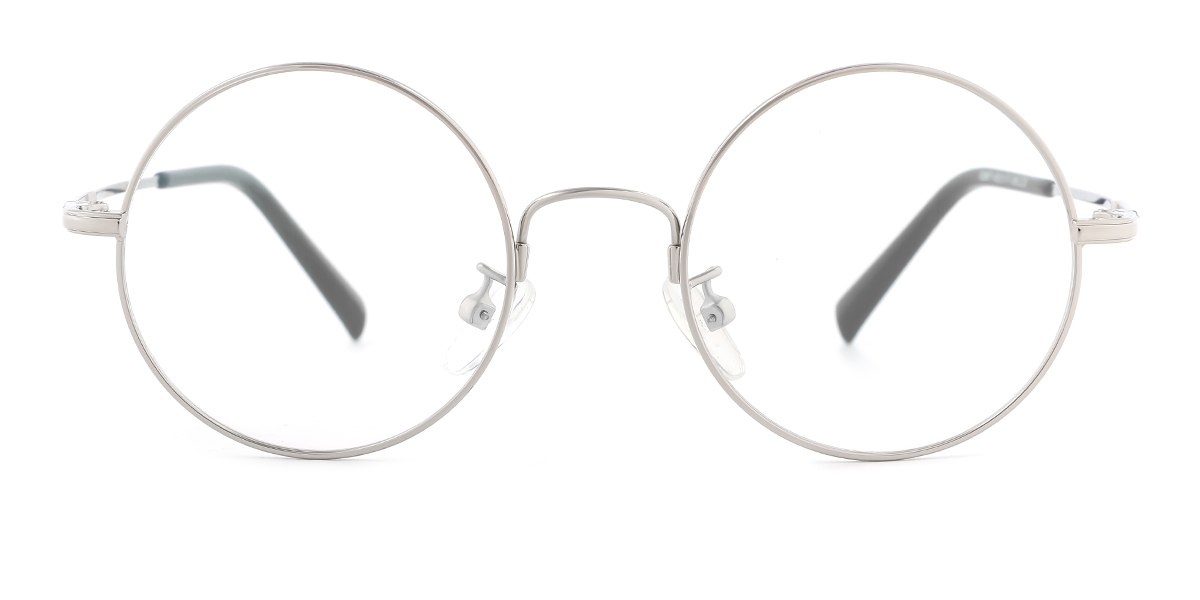 Silver Round Elegant Metal Eyeglasses