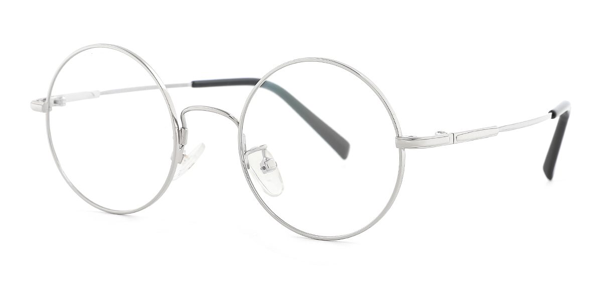 Silver Round Elegant Metal Eyeglasses