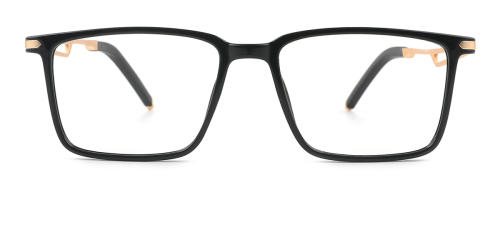 Black Rectangle Classic Retro Simple Full-rim Metal Medium Glasses for male from Wherelight