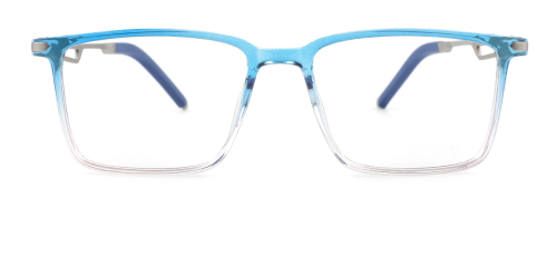 Blue Rectangle Retro Metal Eyeglasses