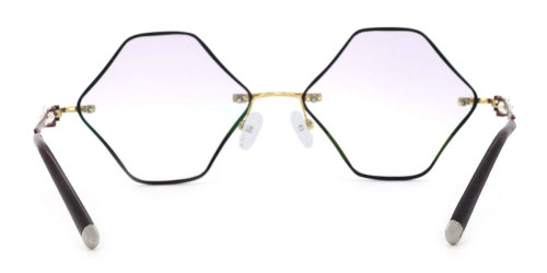 Womens Designer Geometric Polarized Eyewear Optical Sunglasses Gradient Purple Tint Lens Black Metal Frame