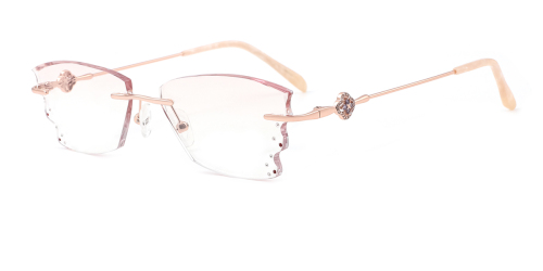 Pink Irregular Gorgeous Unique Rimless Metal Medium Glasses for female from Wherelight