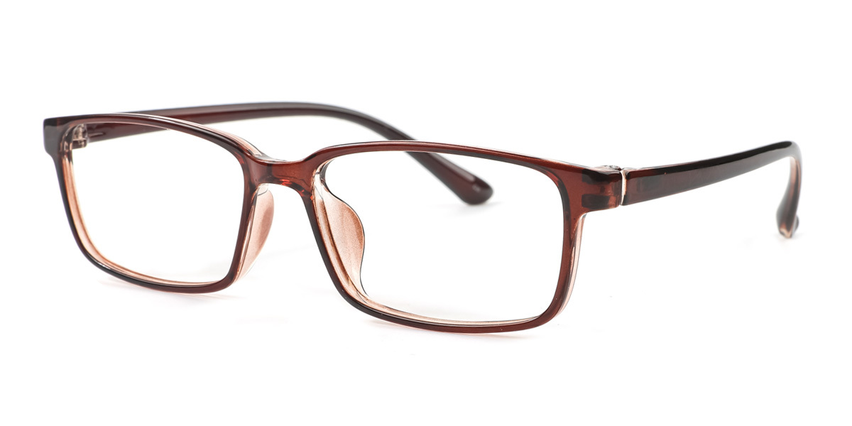 Brown Rectangle Simple TR90 Eyeglasses