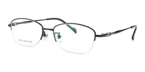 Black Rectangle Simple Metal Eyeglasses