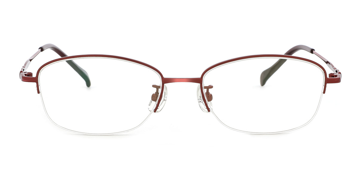 Red Rectangle Simple Metal Eyeglasses