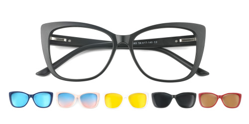 Black Clip-on Cateye