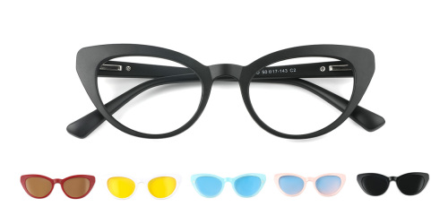 Black Cateye Clip-on Sunglasses
