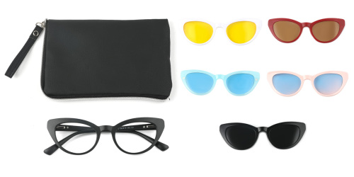 Black Cateye Clip-on Sunglasses
