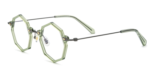 Green Ultralight Beta Titanium Polygon Glasses