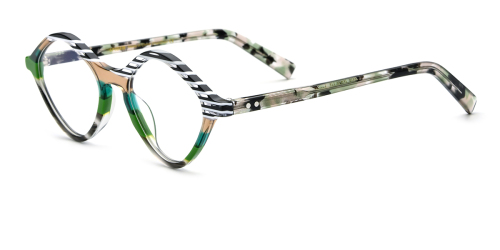 Striped Cat Eye Acetate Glasses
