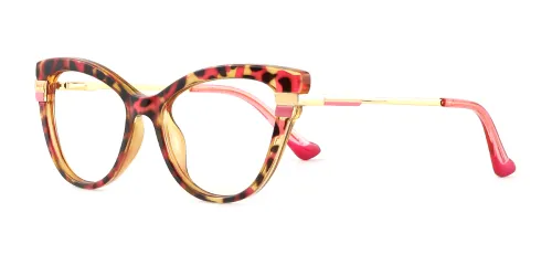 Tortoise Cat Eye Mixed Materials Eyeglasses