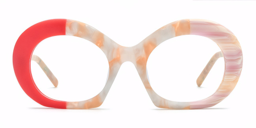 Multicolor Patchwork Cat's Eye Plate Eyeglass Frames