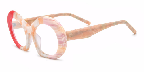 Multicolor Patchwork Cat's Eye Plate Eyeglass Frames