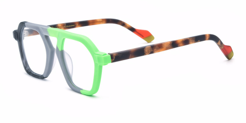 Multicolor Frosted Quilted Aviator Plate Retro Eyeglass Frames