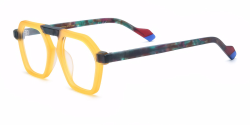 Multicolor Frosted Quilted Aviator Plate Retro Eyeglass Frames