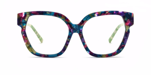 Multicolor Patchwork Cat Eye Plate Eyeglasses