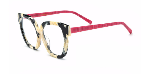 Multicolor Patchwork Cat Eye Plate Eyeglasses