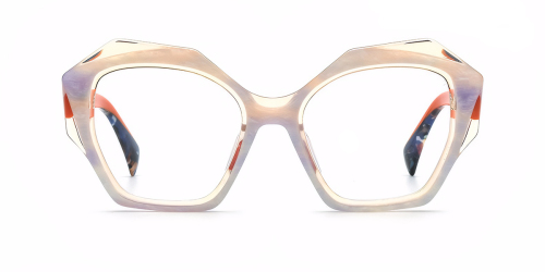 Multicolor Patchwork Cat's Eye Plate Eyeglass Frames