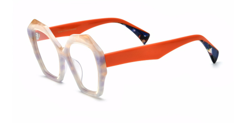 Multicolor Patchwork Cat's Eye Plate Eyeglass Frames