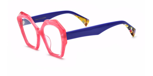 Multicolor Patchwork Cat's Eye Plate Eyeglass Frames
