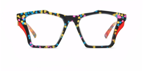 Multicolor Patchwork Cat's Eye Plate Eyeglass Frames
