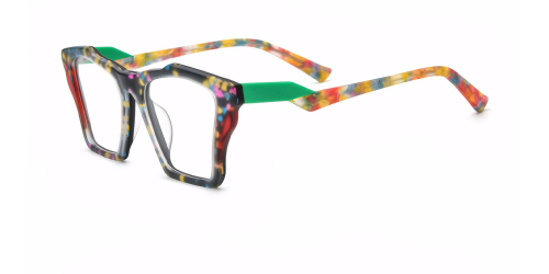 Multicolor Patchwork Cat's Eye Plate Eyeglass Frames
