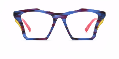 Multicolor Patchwork Cat's Eye Plate Eyeglass Frames