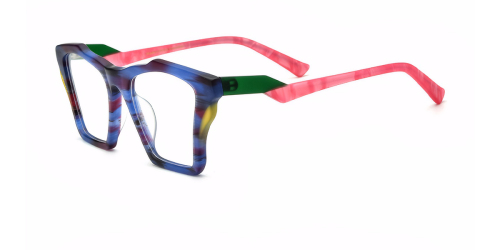 Multicolor Patchwork Cat's Eye Plate Eyeglass Frames