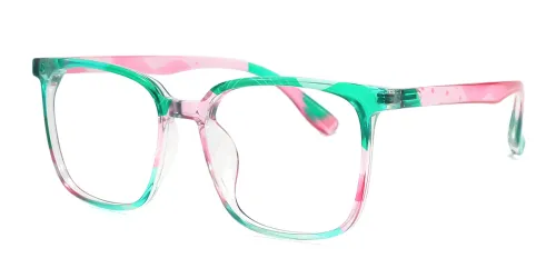 Pink Rectangle Plastic Eyeglasses