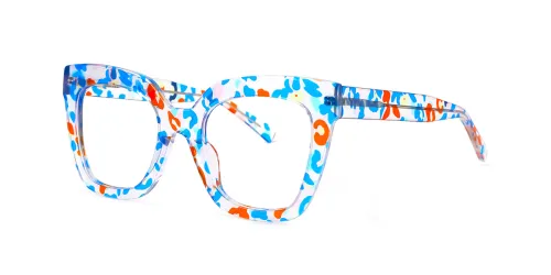 Blue Rectangle Board Eyeglasses