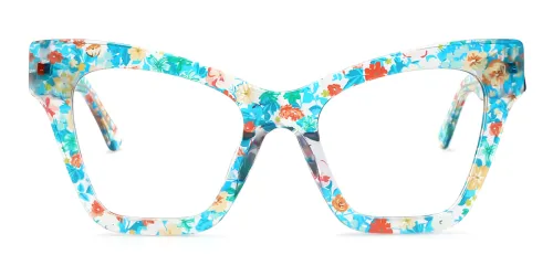 Floral Cat Eye Board Eyeglasses