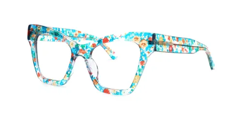 Floral Cat Eye Board Eyeglasses