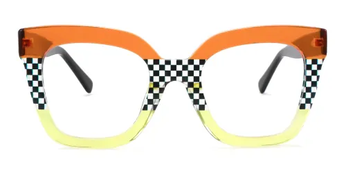 Orange Cat Eye Metal Eyeglasses