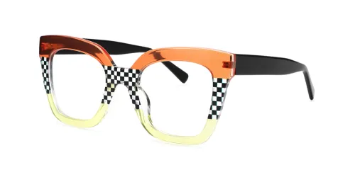 Orange Cat Eye Metal Eyeglasses